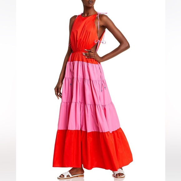 NWT STAUD Minerva Dress in Red/Pink Women’s Size Medium - Picture 1 of 13